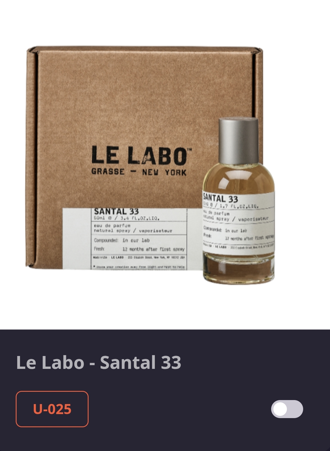 U 025  Le Labo santal 33