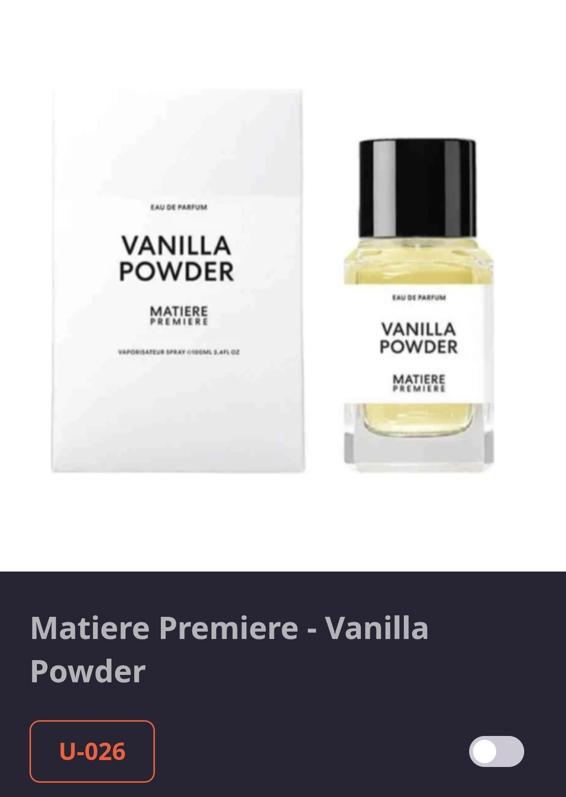 U 026  Matiere premiere Vanilla Powder